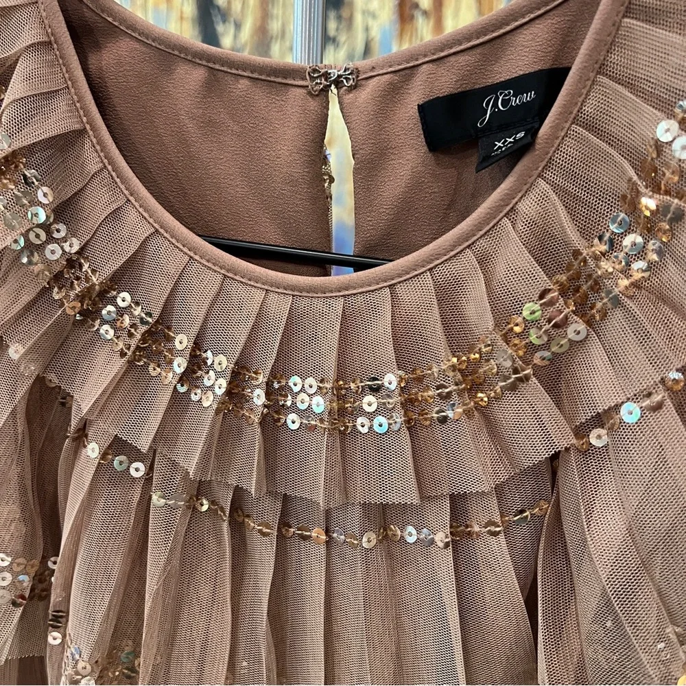 J. Crew Tiered Sequin Ruffle Top - Blush - Picture 3 of 5